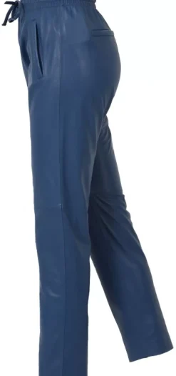 Trousers*OAKWOOD Gift Dark Blue - Genuine Leather Jogpants