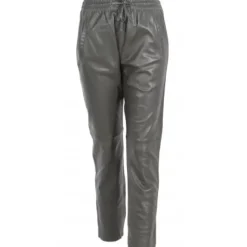 Trousers*OAKWOOD Gift Dark Khaki - Genuine Leather Jogpants