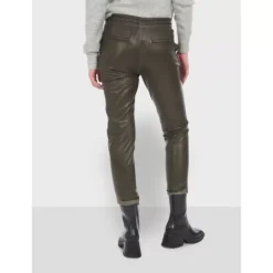 Trousers*OAKWOOD Gift Dark Khaki - Genuine Leather Jogpants