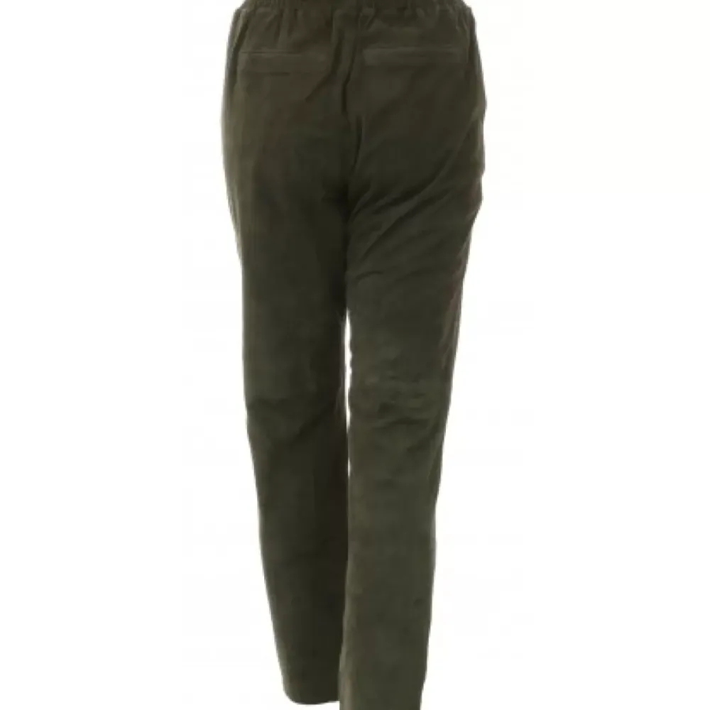 Trousers*OAKWOOD Gift Dark Khaki - Genuine Suede Leather Jogpants