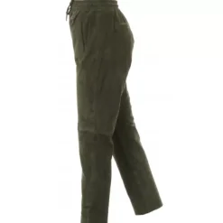 Trousers*OAKWOOD Gift Dark Khaki - Genuine Suede Leather Jogpants