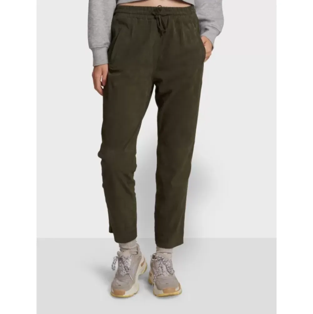 Trousers*OAKWOOD Gift Dark Khaki - Genuine Suede Leather Jogpants