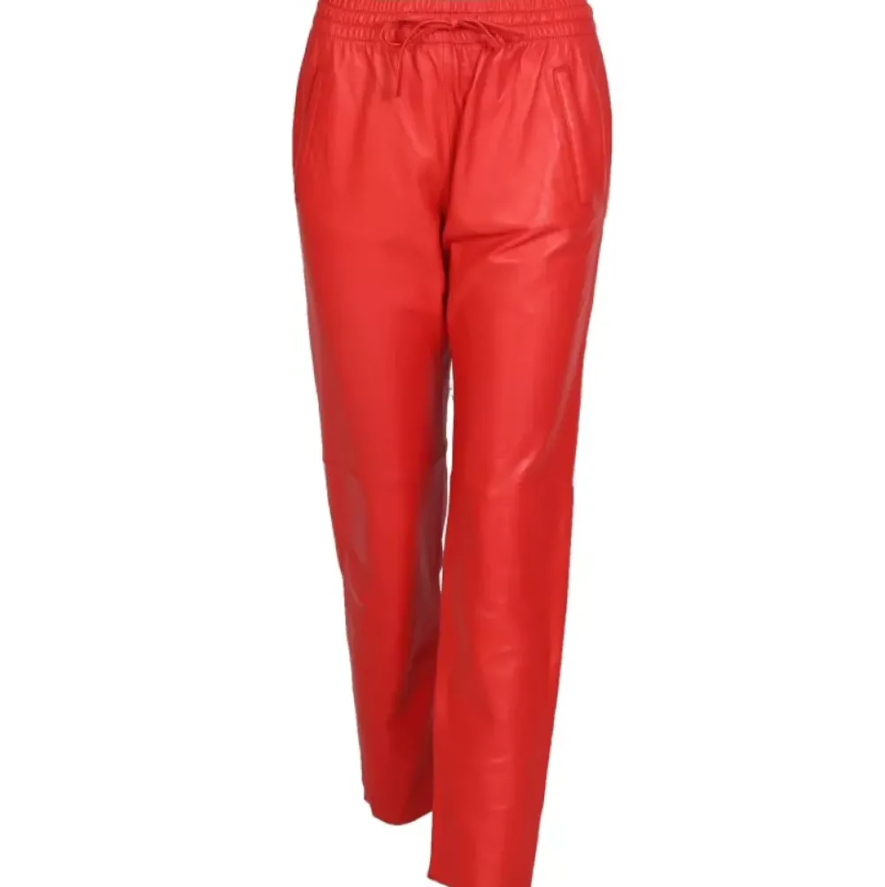 Trousers*OAKWOOD Gift Dark Red - Genuine Leather Jogpants