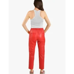 Trousers*OAKWOOD Gift Dark Red - Genuine Leather Jogpants