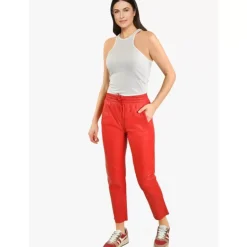 Trousers*OAKWOOD Gift Dark Red - Genuine Leather Jogpants