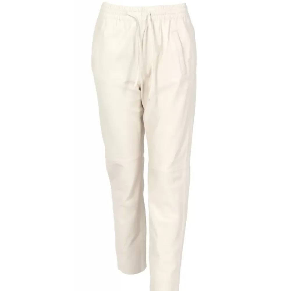 Trousers*OAKWOOD Gift Eggshell - Genuine Leather Jogpants