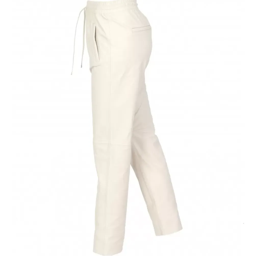 Trousers*OAKWOOD Gift Eggshell - Genuine Leather Jogpants
