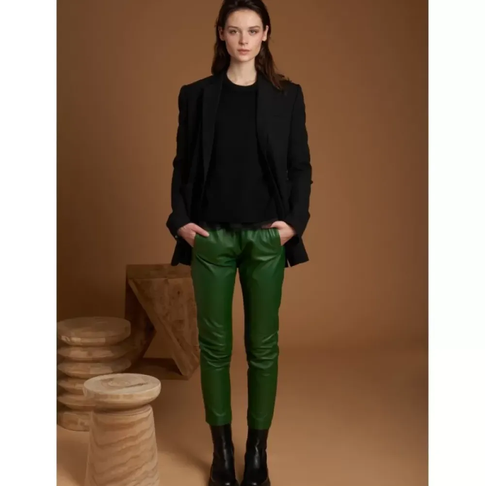 Trousers*OAKWOOD Gift Emerald- Genuine Leather Jogpants