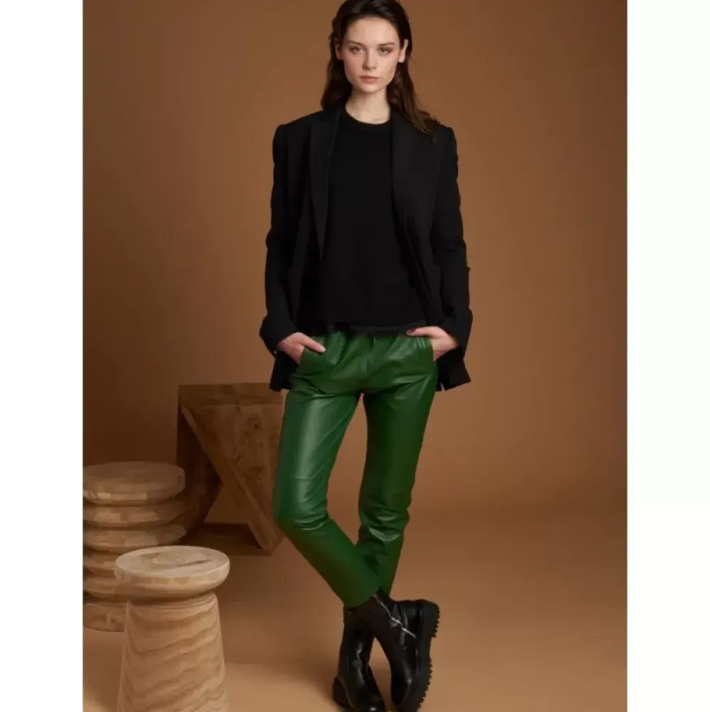 Trousers*OAKWOOD Gift Emerald- Genuine Leather Jogpants