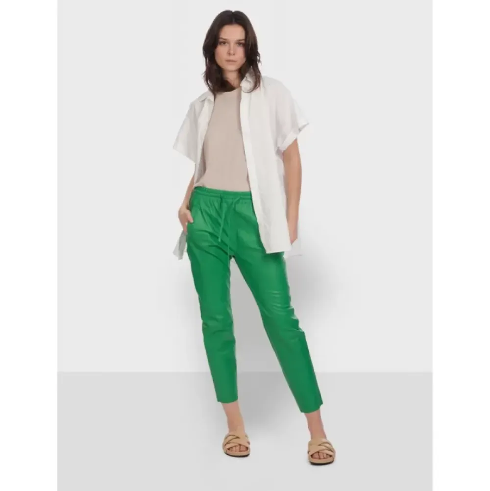 Trousers*OAKWOOD Gift Green - Genuine Leather Jogpants