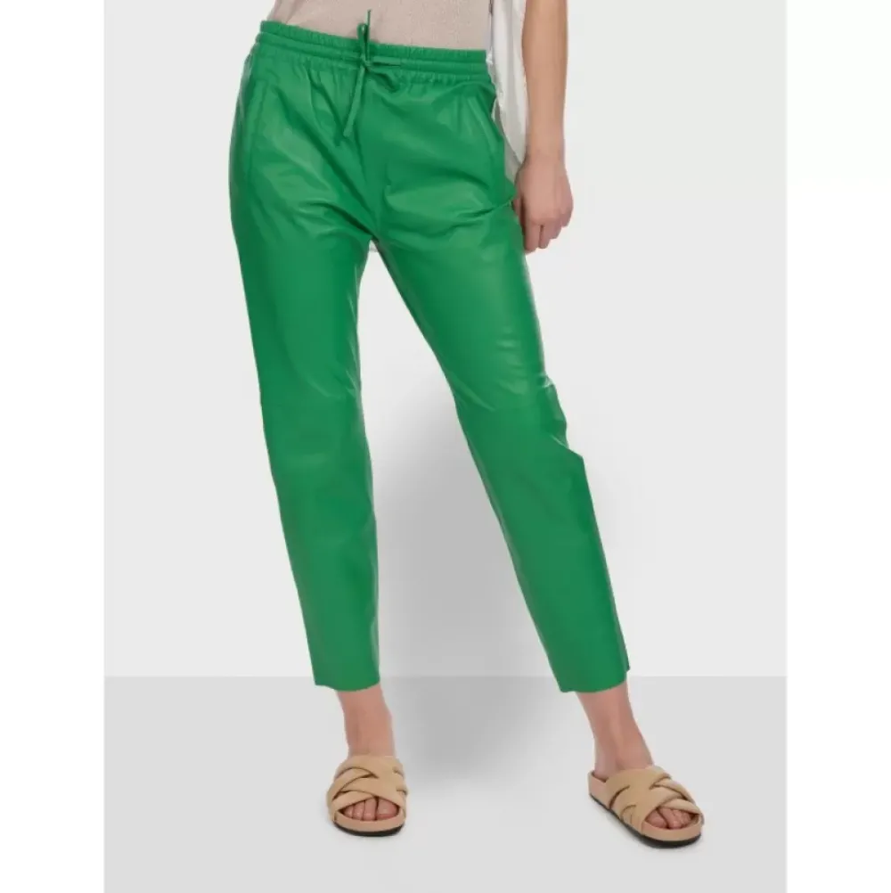 Trousers*OAKWOOD Gift Green - Genuine Leather Jogpants