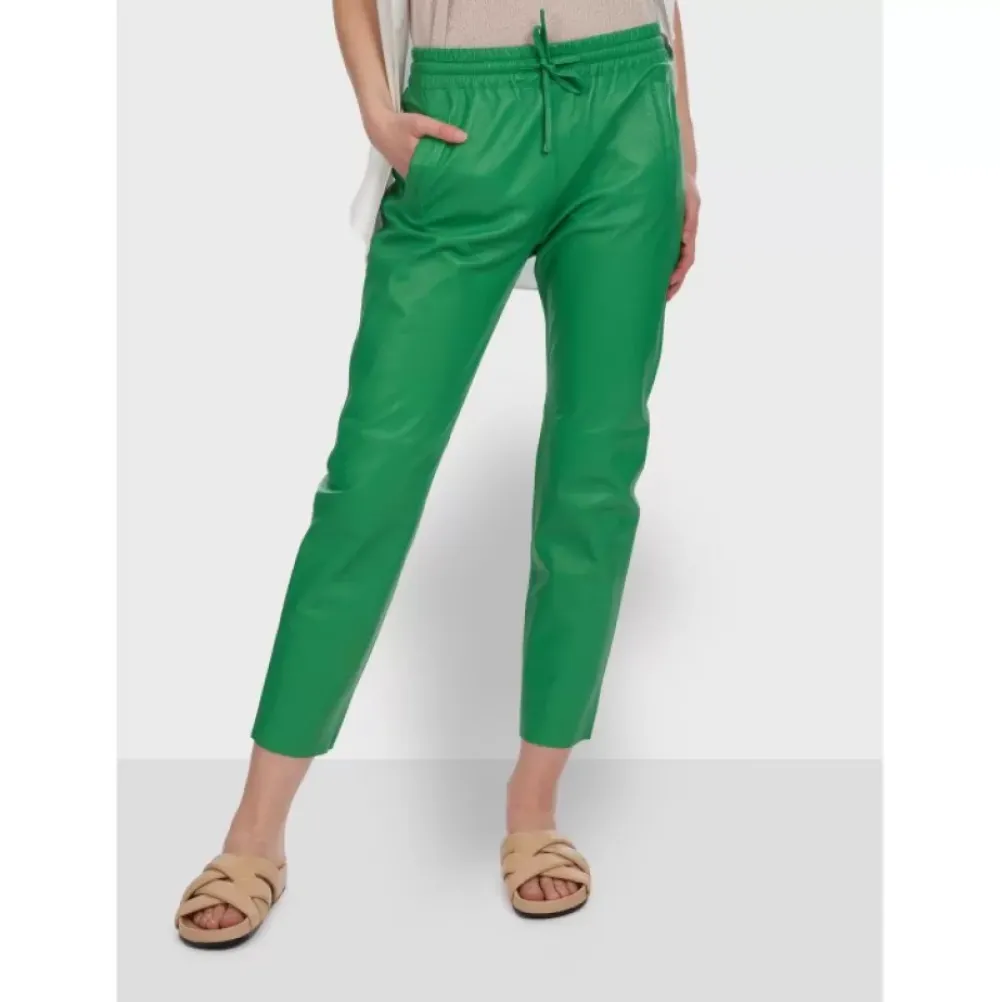 Trousers*OAKWOOD Gift Green - Genuine Leather Jogpants