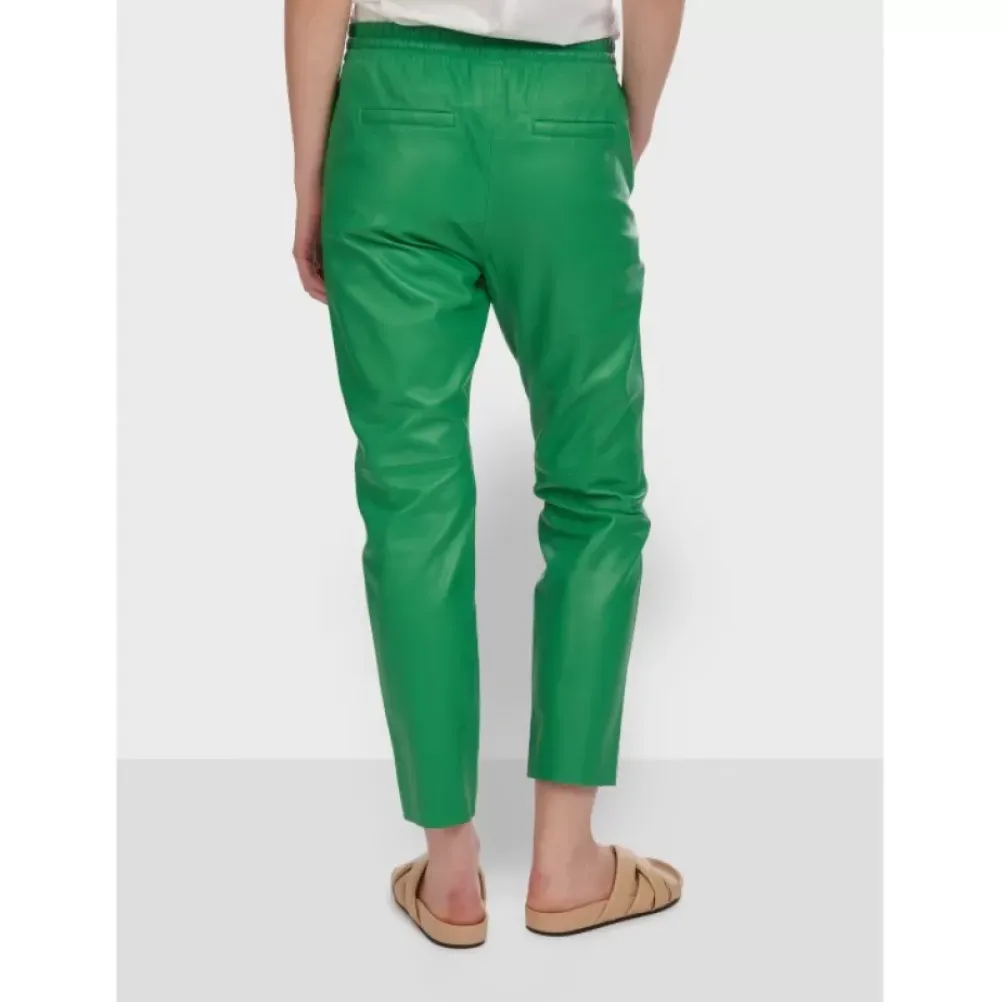 Trousers*OAKWOOD Gift Green - Genuine Leather Jogpants
