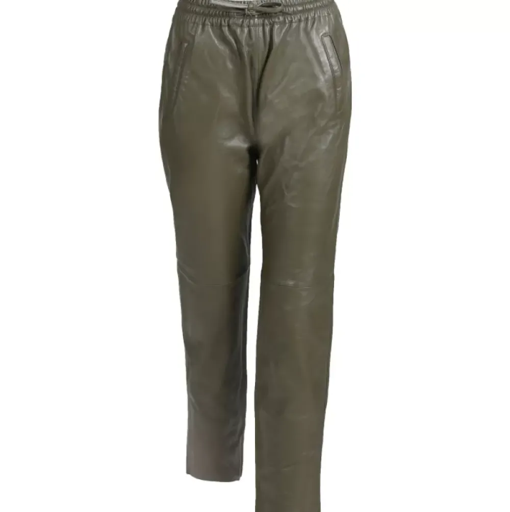 Trousers*OAKWOOD Gift Khaki - Genuine Leather Jogpants