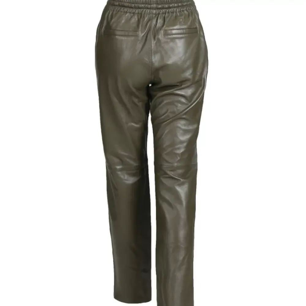 Trousers*OAKWOOD Gift Khaki - Genuine Leather Jogpants