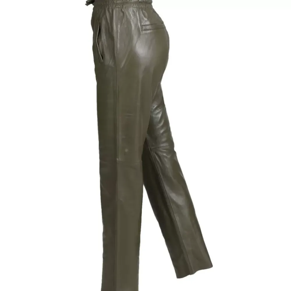 Trousers*OAKWOOD Gift Khaki - Genuine Leather Jogpants