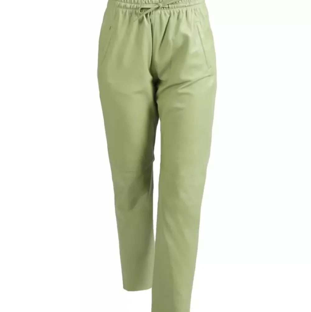 Trousers*OAKWOOD Gift Light Green - Genuine Leather Jogpants