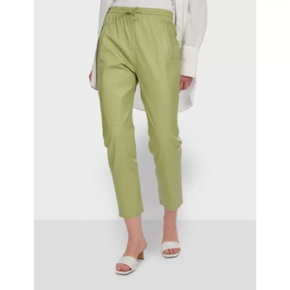 Trousers*OAKWOOD Gift Light Green - Genuine Leather Jogpants