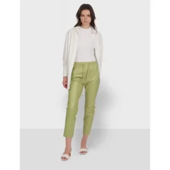 Trousers*OAKWOOD Gift Light Green - Genuine Leather Jogpants