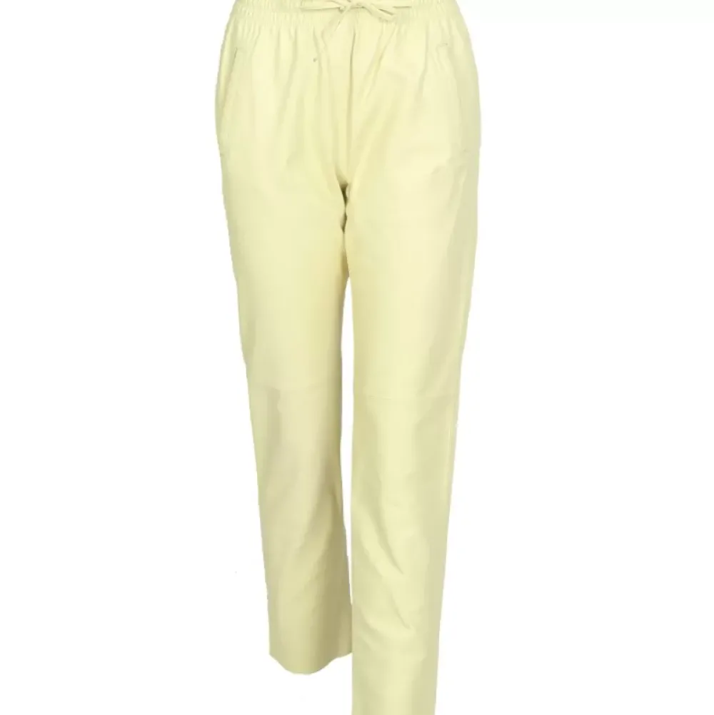 Trousers*OAKWOOD Gift Light Yellow - Genuine Leather Jogpants