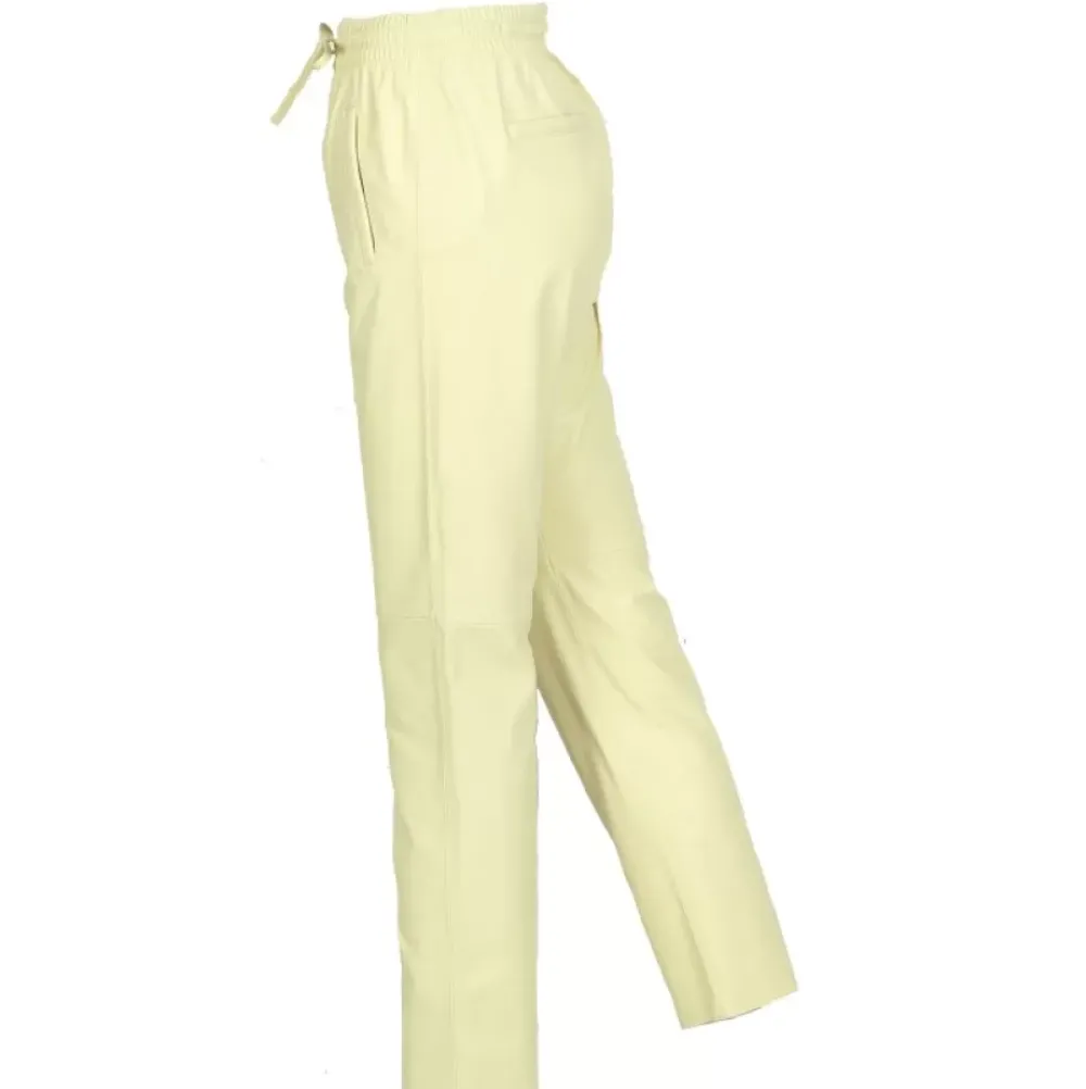 Trousers*OAKWOOD Gift Light Yellow - Genuine Leather Jogpants