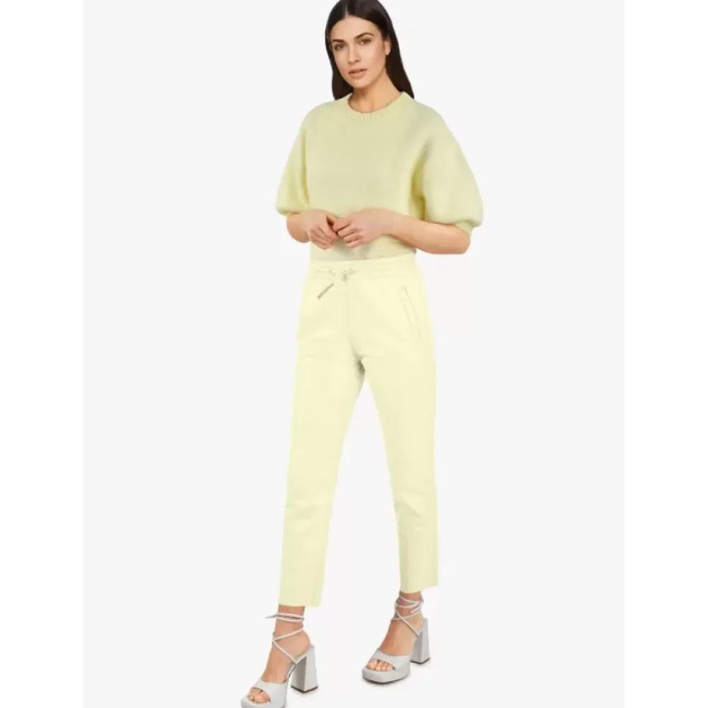 Trousers*OAKWOOD Gift Light Yellow - Genuine Leather Jogpants