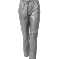 Trousers*OAKWOOD Gift Metal Anthracite - Genuine Leather Jogpants