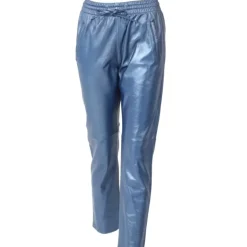 Trousers*OAKWOOD Gift Metal Cobalt - Genuine Leather Jogpants