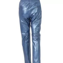 Trousers*OAKWOOD Gift Metal Cobalt - Genuine Leather Jogpants