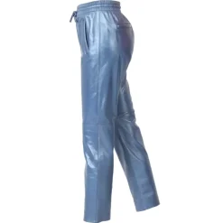 Trousers*OAKWOOD Gift Metal Cobalt - Genuine Leather Jogpants