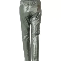Trousers*OAKWOOD Gift Metal Dark Green - Genuine Leather Jogpants