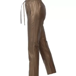 Trousers*OAKWOOD Gift Metal Gold - Genuine Leather Jogpants