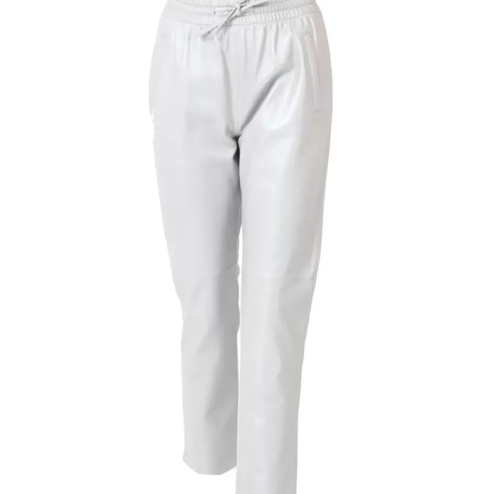 Trousers*OAKWOOD Gift Metal Silver - Genuine Leather Jogpants