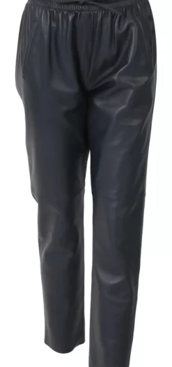 Trousers*OAKWOOD Gift Navy Blue - Genuine Leather Jogpants