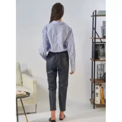 Trousers*OAKWOOD Gift Navy Blue - Genuine Leather Jogpants