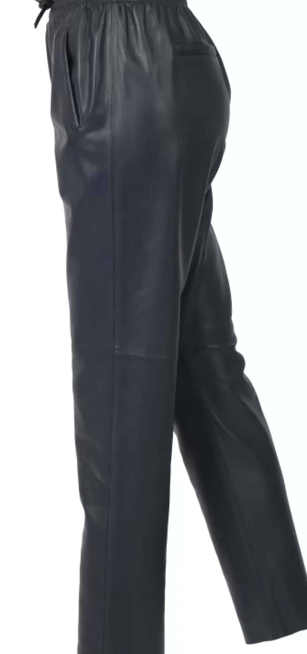 Trousers*OAKWOOD Gift Navy Blue - Genuine Leather Jogpants