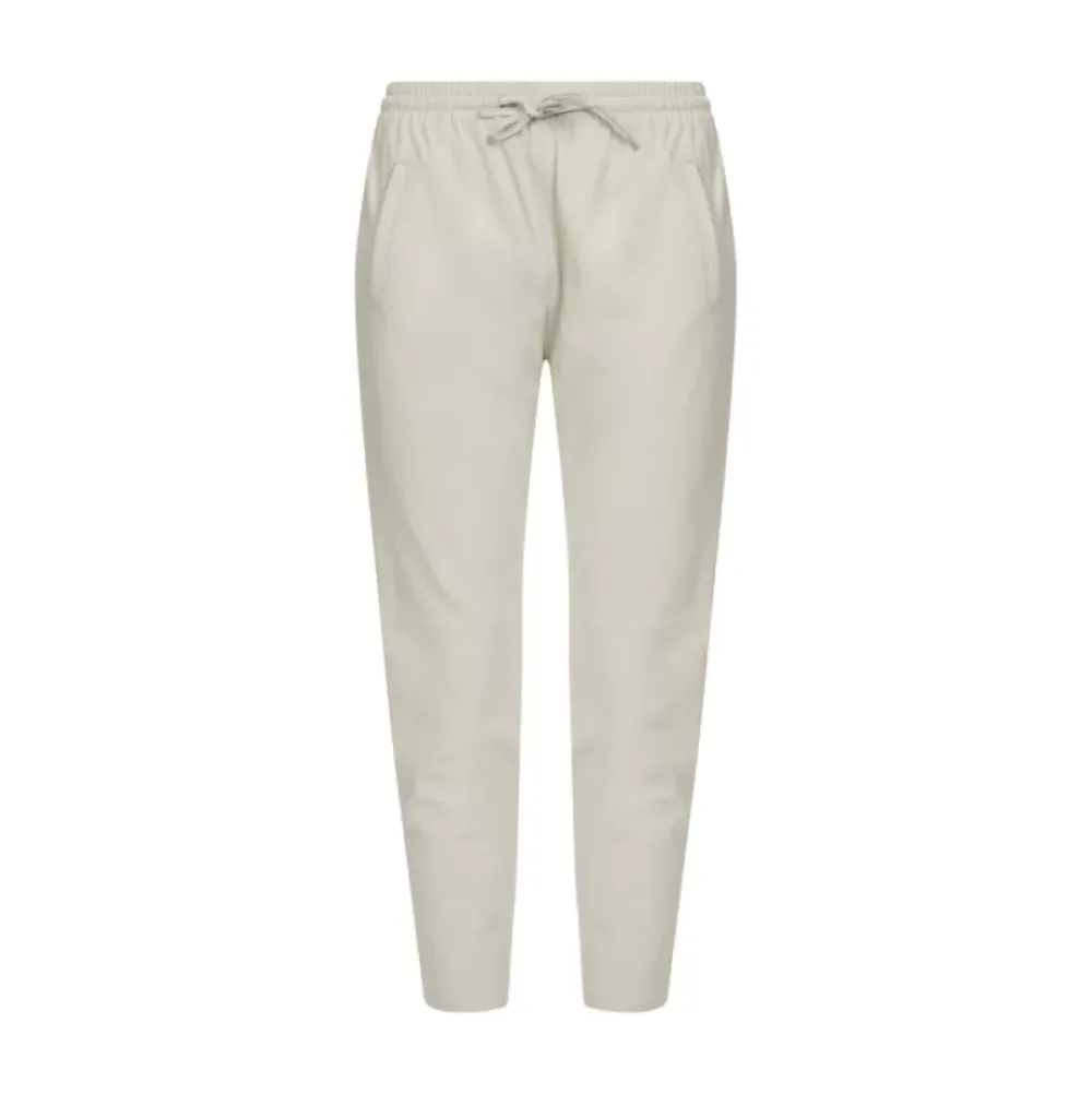 Trousers*OAKWOOD Gift White - Genuine Leather Jogpants