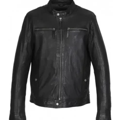 Jackets*OAKWOOD Gilles 6 Black - Genuine Leather Jacket With Press Buttoned Mandarin Collar