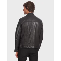Jackets*OAKWOOD Gilles 6 Black - Genuine Leather Jacket With Press Buttoned Mandarin Collar