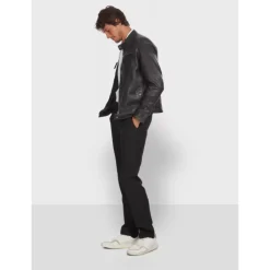 Jackets*OAKWOOD Gilles 6 Black - Genuine Leather Jacket With Press Buttoned Mandarin Collar