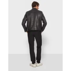 Jackets*OAKWOOD Gilles 6 Black - Genuine Leather Jacket With Press Buttoned Mandarin Collar