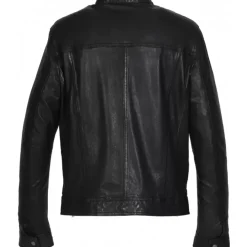Jackets*OAKWOOD Gilles 6 Black - Genuine Leather Jacket With Press Buttoned Mandarin Collar