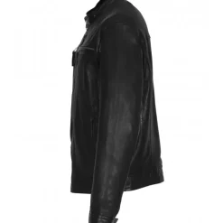 Jackets*OAKWOOD Gilles 6 Black - Genuine Leather Jacket With Press Buttoned Mandarin Collar
