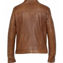 Jackets*OAKWOOD Gilles 6 Cognac - Genuine Leather Jacket With Press Buttoned Mandarin Collar