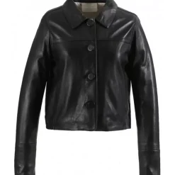 Jackets*OAKWOOD Grace Black - Genuine Leather Short Jacket With Buttons
