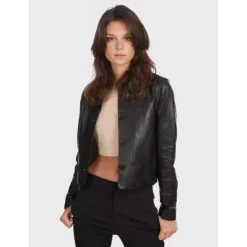 Jackets*OAKWOOD Grace Black - Genuine Leather Short Jacket With Buttons