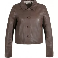Jackets*OAKWOOD Grace Smoke - Genuine Leather Short Jacket With Buttons