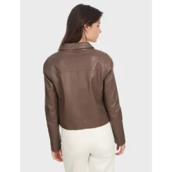 Jackets*OAKWOOD Grace Smoke - Genuine Leather Short Jacket With Buttons