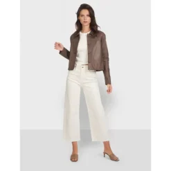 Jackets*OAKWOOD Grace Smoke - Genuine Leather Short Jacket With Buttons