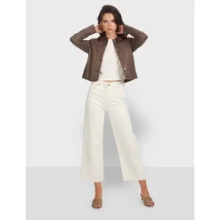 Jackets*OAKWOOD Grace Smoke - Genuine Leather Short Jacket With Buttons